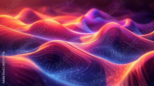 Colorful abstract wave pattern with vibrant gradients and digital elements, perfect for backgrounds, wallpaper, and artistic designs.