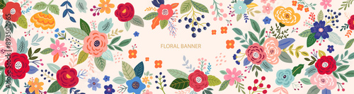 Beautiful romantic flower collection with roses, leaves, floral bouquets, flower compositions.	