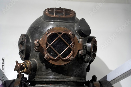 Old antique copper scuba helmet