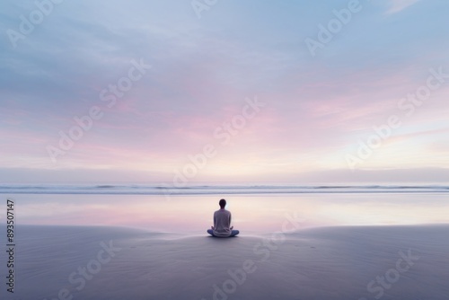 Fototapeta Naklejka Na Ścianę i Meble -  Beach sky sea meditating