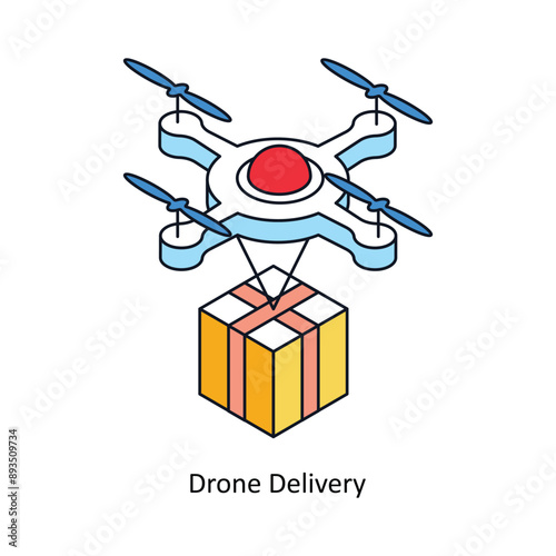 Drone Delivery Isometric style icon. Symbol on White background EPS 10 File 