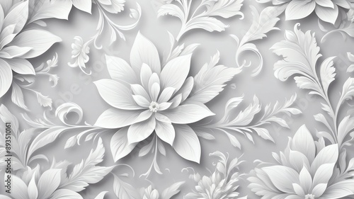 Wallpaper Mural white floral pattern abstract background design Torontodigital.ca