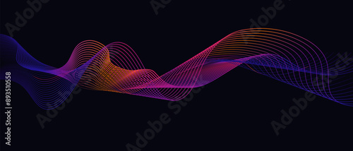 Abstract Wave Line. Digital Frequency Background for Advertising, Web, Social Media, Posters, Banners, and Covers. Creative Audio Track for Business Technology.