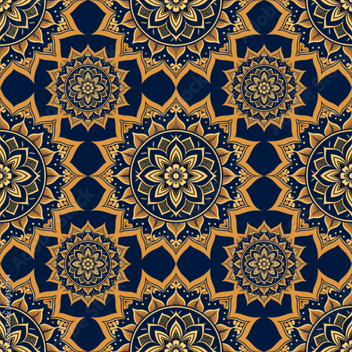 Mandala seamless pattern. Vintage decorative elements. Hand drawn background. Islam, Arabic, Indian, ottoman motifs.