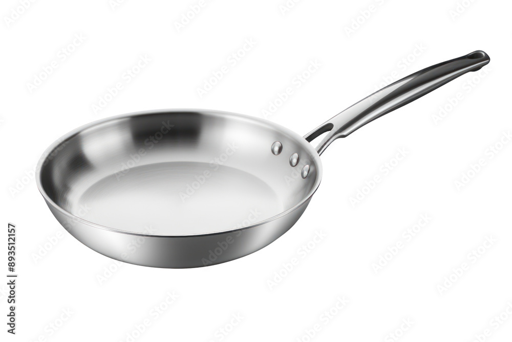stainless steel frying pan with a smooth, even surface, isolated on a white background stainless steel frying pan with a smooth, even surface, isolated on a white background