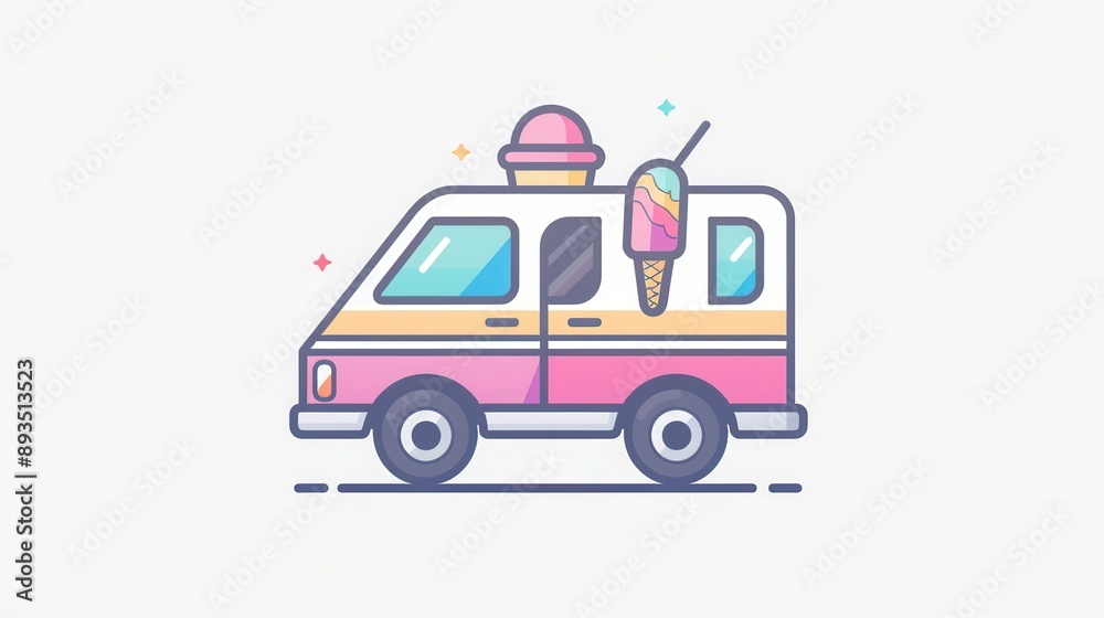 Beautiful ice cream truck vector illustration
