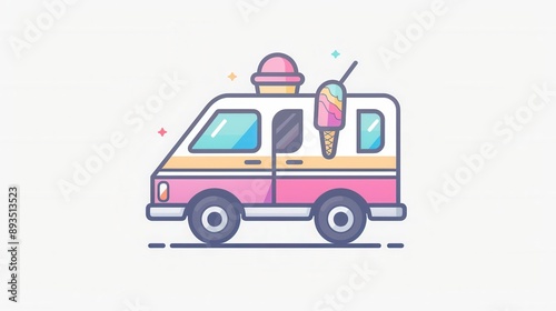 Wallpaper Mural Beautiful ice cream truck vector illustration Torontodigital.ca