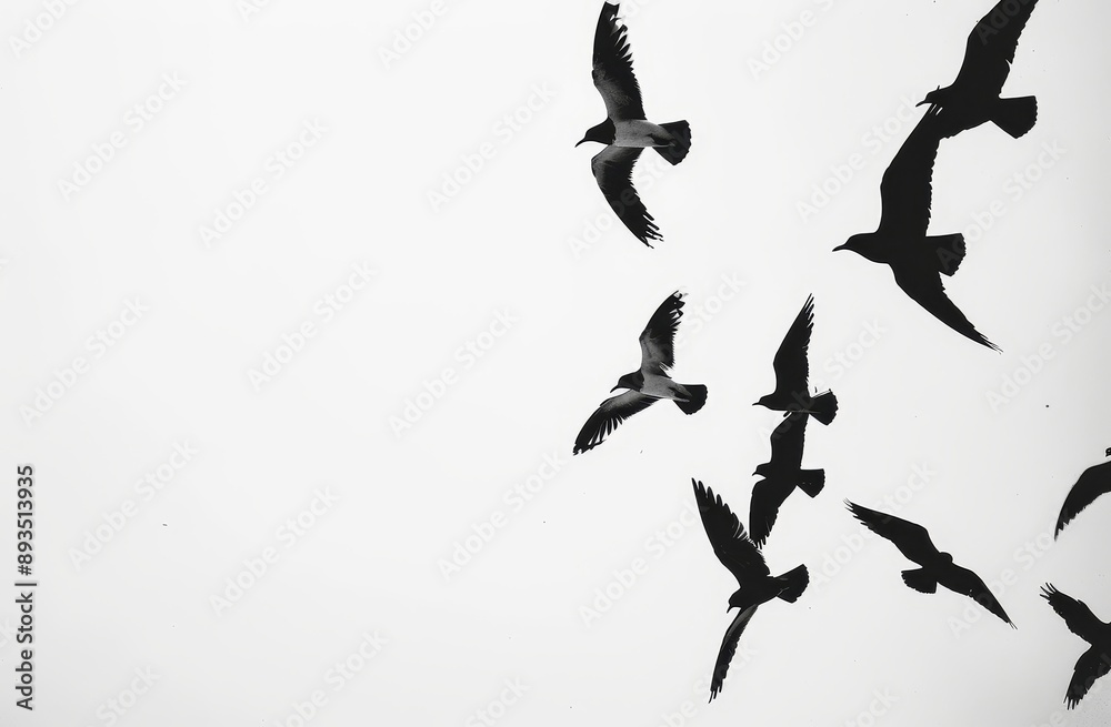 Bird flock isolated on white background, (Rook and Jackdaw) Bird flock isolated on white background, (Rook and Jackdaw)