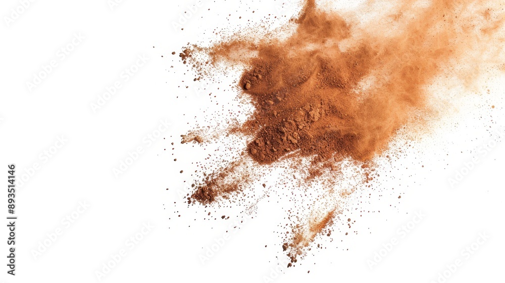 An illustration of cinnamon powder isolated on a white background, top view An illustration of cinnamon powder isolated on a white background, top view