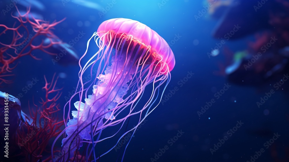 a pink jellyfish in the water a pink jellyfish in the water