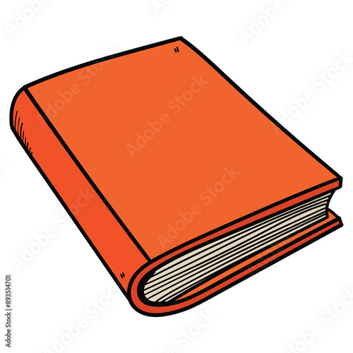 Hand drawn cartoon closed book on white background.