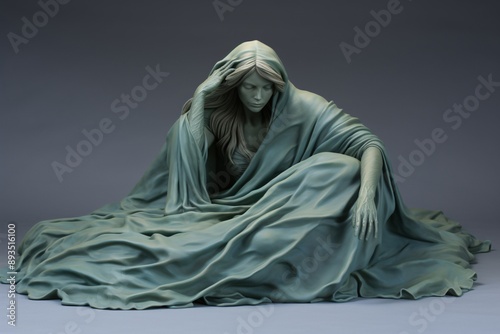 a statue of a woman wrapped in a blanket