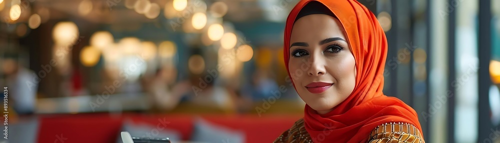 Woman in Orange Hijab Portrait - Photo Woman in Orange Hijab Portrait - Photo