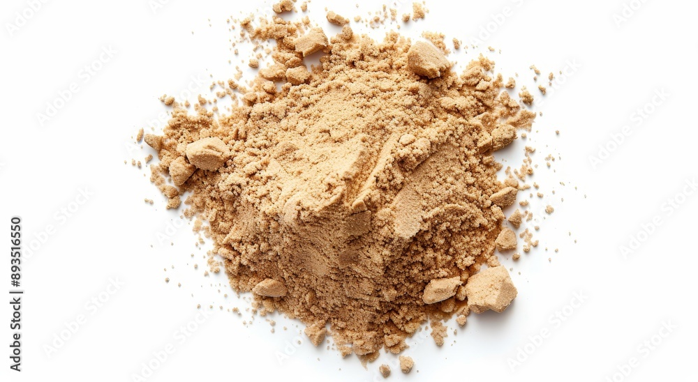 Detailed texture of a desert sand pile isolated against a white background Detailed texture of a desert sand pile isolated against a white background