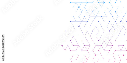 Technology abstract background lines, dots and hexagons. Hexagonal digital concept for poster, banner, header, footer