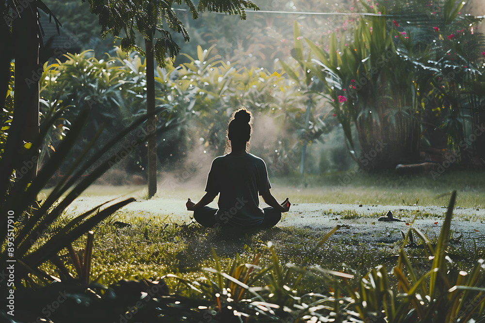 a person sitting in a meditation position in the grass a person sitting in a meditation position in the grass