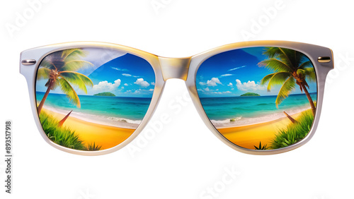 sun glasses beach isolated on white