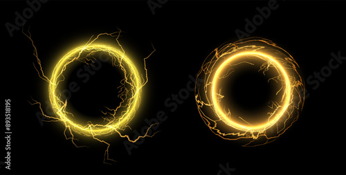 Thunder circle effect vector illustration set