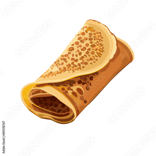 Sweet Rolled Pancake with Filling Vector Illustration
