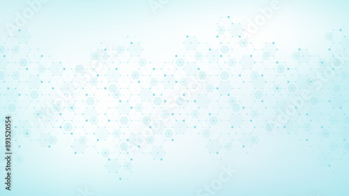 Health care or medical background design. Health care innovation concept. Horizontal header web banner. Abstract geometric background with hexagon shapes for medicine, science, chemistry.