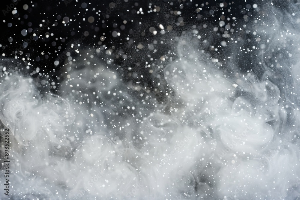 Isolated white crystal sugar pile on black background and texture, top view Isolated white crystal sugar pile on black background and texture, top view