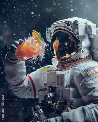 An astronaut in space spilling a long drink, made possible by AI photo