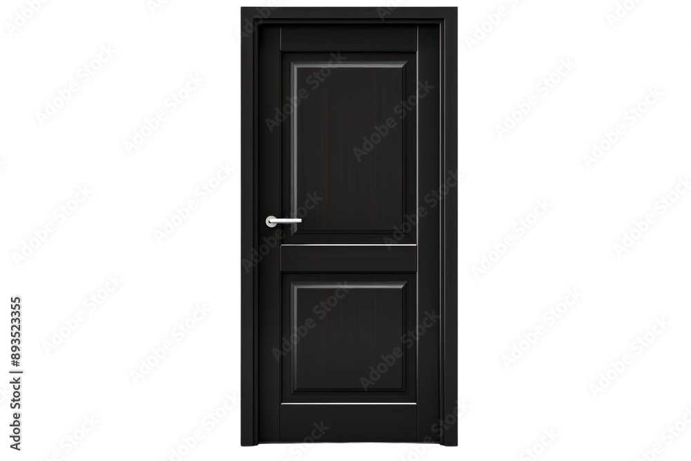 sleek black PVC door with a high-gloss finish. Isolated on white background. sleek black PVC door with a high-gloss finish. Isolated on white background.
