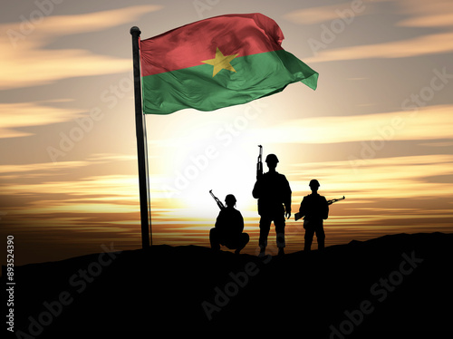 Burkina Faso Independence Day, Burkina Faso flag with soldiers. Photo Illustration photo