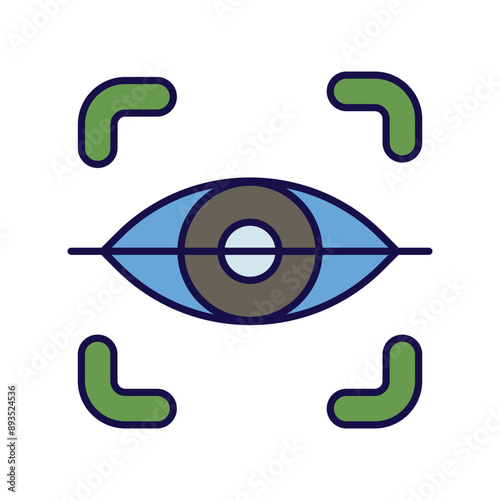 eye scanner color line  icon with white background vector stock illustration