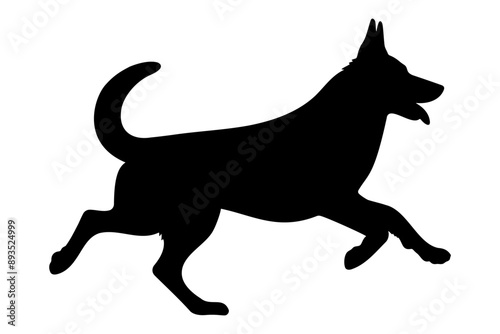 Silhouette of a walking german shepherd dog