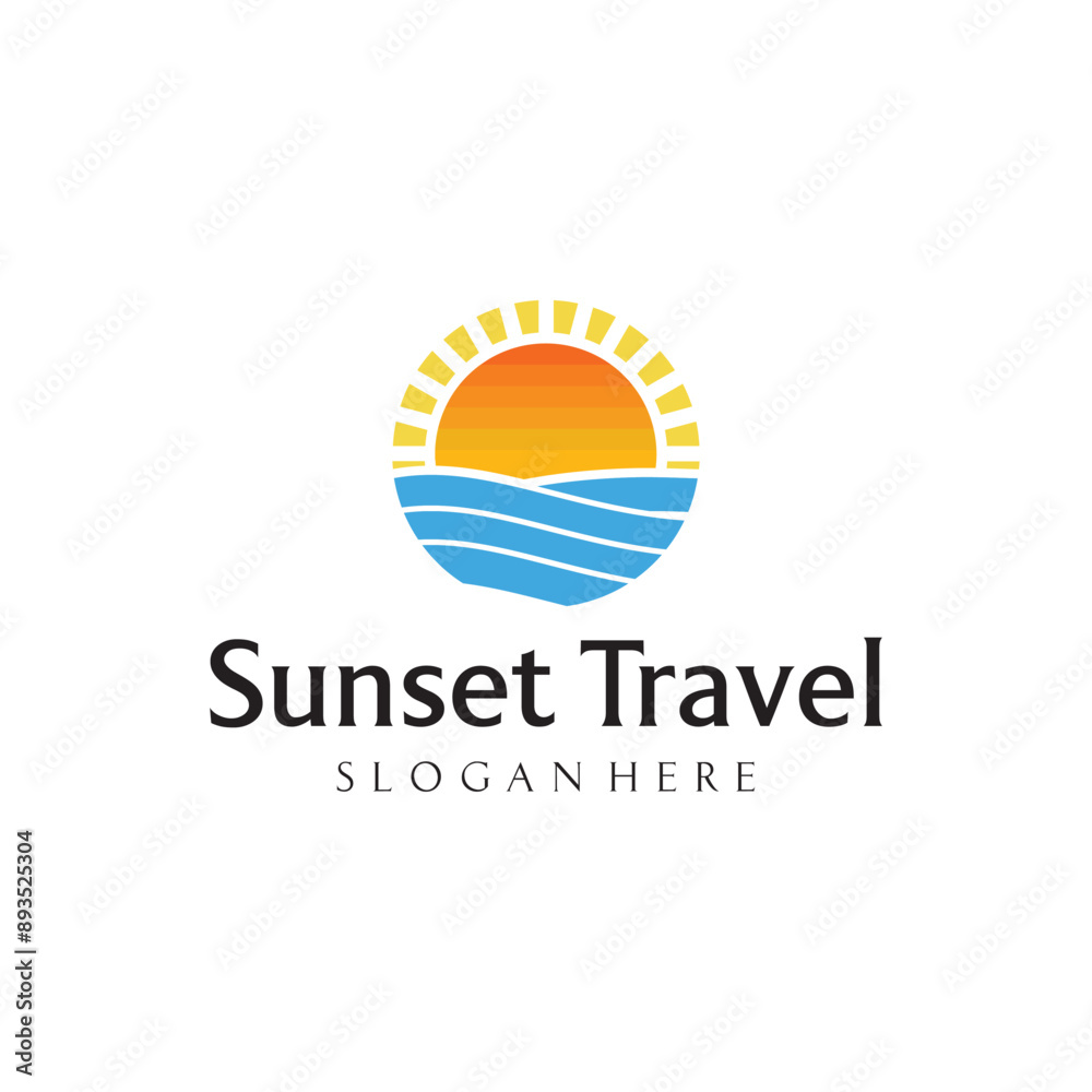 Sunset travel logo design ideas for company or vacation or illustration Sunset travel logo design ideas for company or vacation or illustration