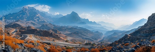 Mountain Road Winding Through Majestic Landscape in the Middle East - A Realistic Image