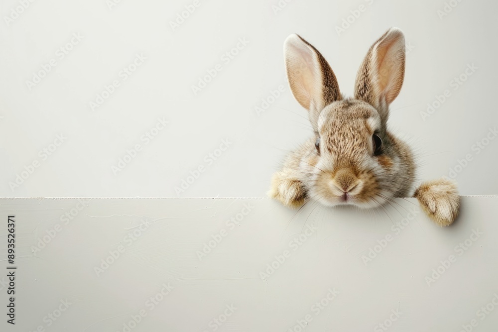 Obraz premium Cute rabbit peeking over edge