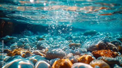 A close up of the water and rocks.