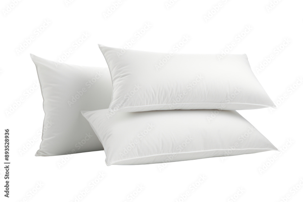 set of hypoallergenic white pillows filled with premium down alternative, isolated on white background set of hypoallergenic white pillows filled with premium down alternative, isolated on white background