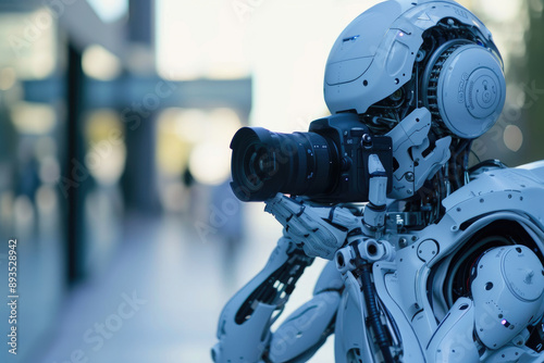 Futuristic Robot Operating a Digital Camera photo