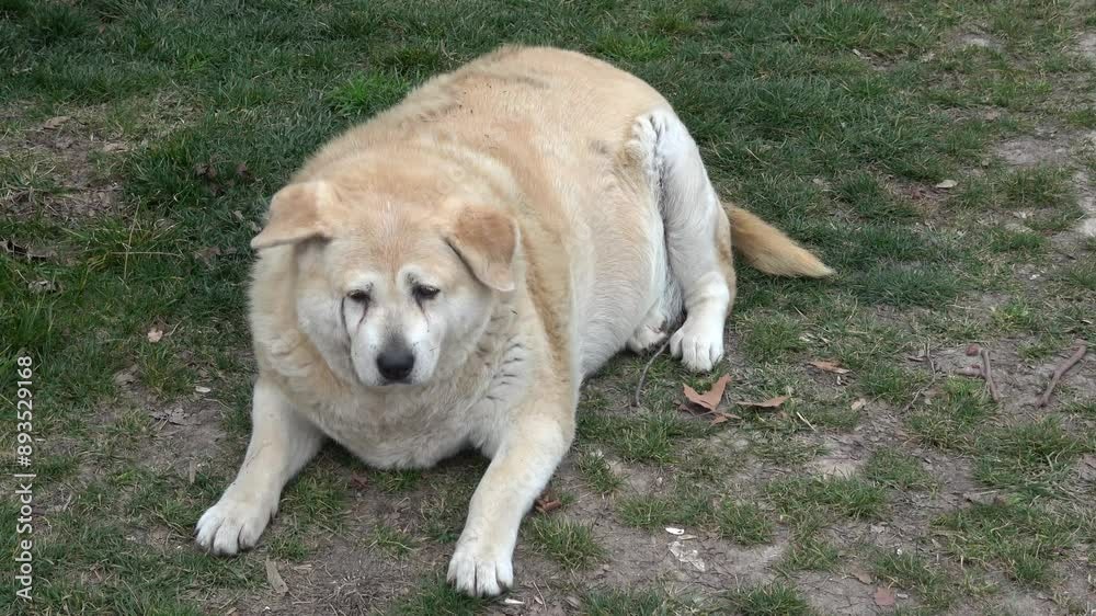 Tuzla, Istanbul, Turkey - 27th of February 2024: 4K Overweight dog resting on the ground
Tuzla, Istanbul, Turkey - 27th of February 2024: 4K Overweight dog resting on the ground
