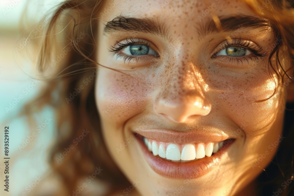 Woman's shining smile close-up, white healthy teeth. Dentistry charm portrait Woman's shining smile close-up, white healthy teeth. Dentistry charm portrait