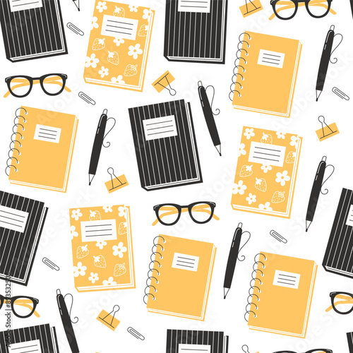 School Days Seamless Pattern with school supplies