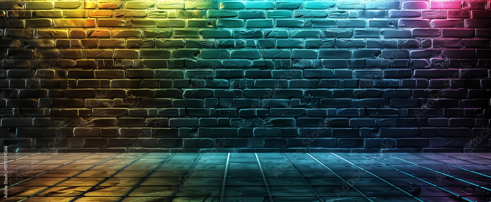 black brick wall background with neon lighting effect yellow and black brick wall background with neon lighting effect yellow and