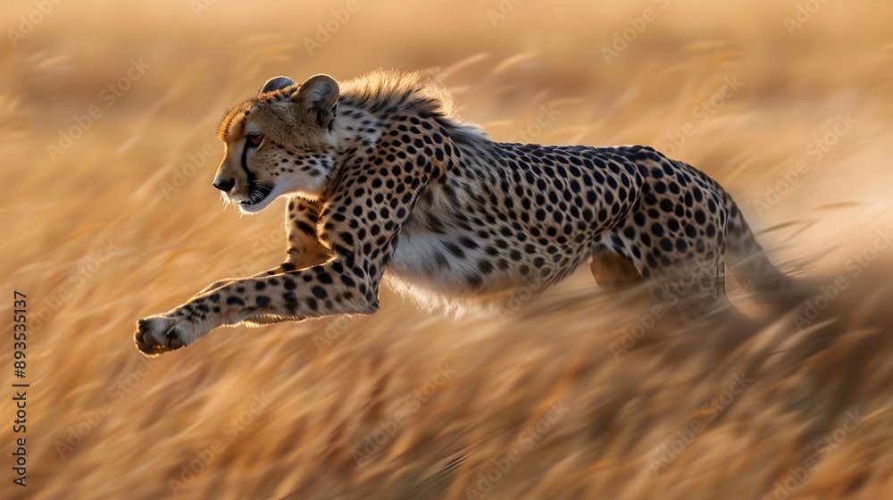 Powerful Cheetah Sprinting Across Savanna Landscape With Intense Focus Powerful Cheetah Sprinting Across Savanna Landscape With Intense Focus