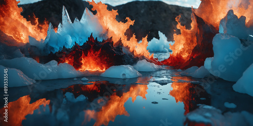 A burning ice in a cold environment