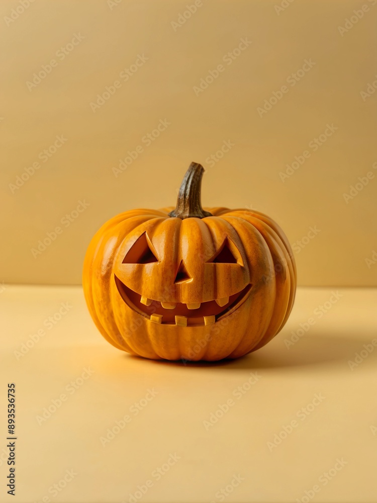 Halloween pumpkin on a yellow background with copy space for your text Halloween pumpkin on a yellow background with copy space for your text