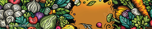 Cartoon vector doodle Vegetables banner background