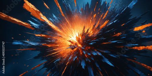 Dynamic Explosion Effect with Vibrant Colorful Sparks In Blue And Orange