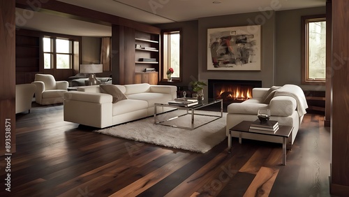 Hard wood flooring in living room area