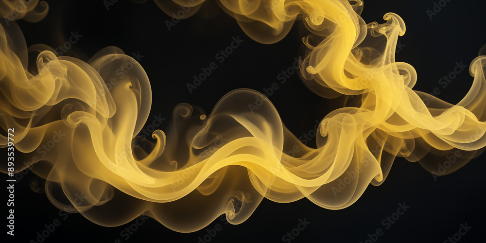 Yellow Smoke on Black Background Yellow Smoke on Black Background