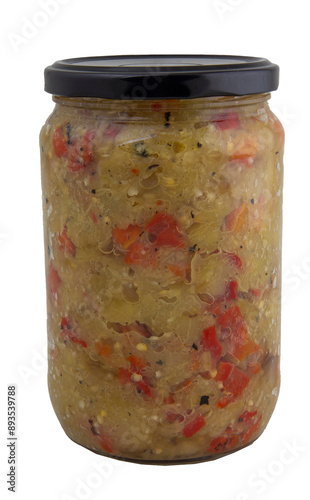 Pickled Eggplant Salad in a Glass Jar