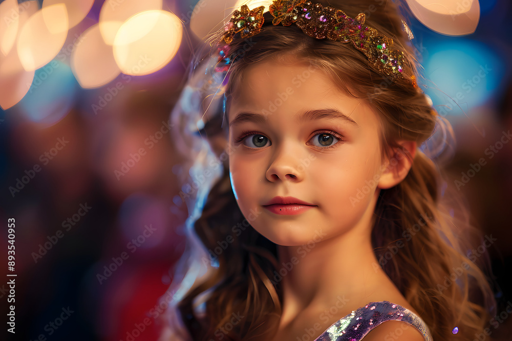 Young girl child contestant at beauty pageant Young girl child contestant at beauty pageant