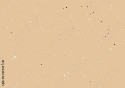 Vintage antique background with scuffed speckled splashes and grunge. Vintage ecru background with dots, speckles, specks, flecks, particles. Light tan craft repeating wallpaper. Natural beige grunge